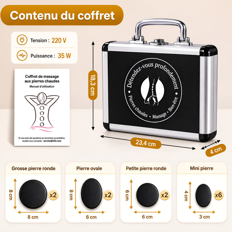 Pierres de Massage Chaudes – Kit Spa Complet - Aurélia CARE