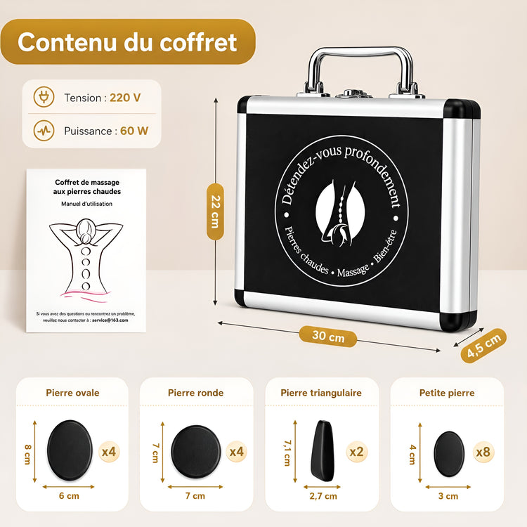 Pierres de Massage Chaudes – Kit Spa Complet - Aurélia CARE