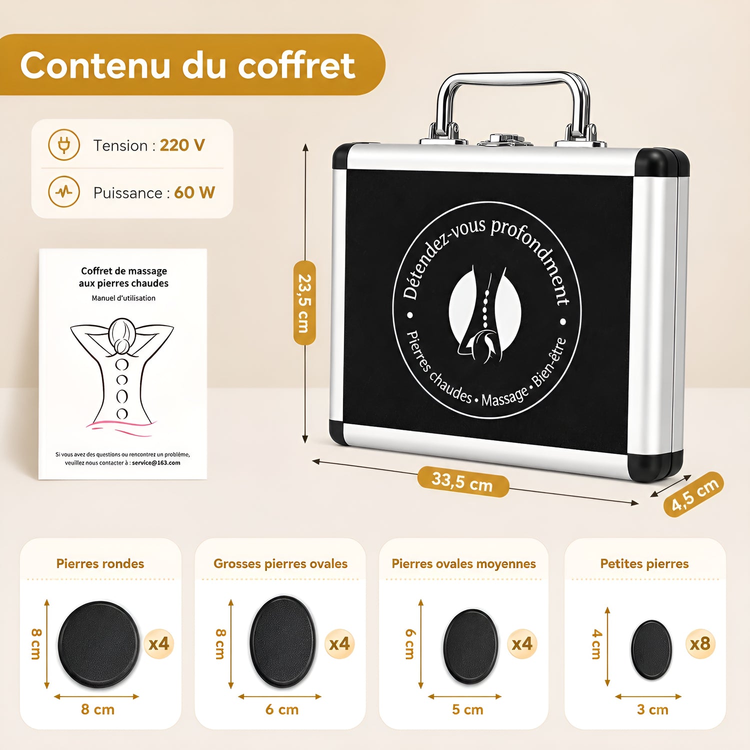 Pierres de Massage Chaudes – Kit Spa Complet - Aurélia CARE