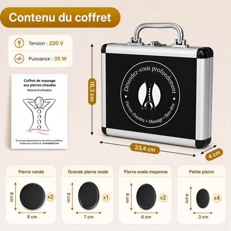 Pierres de Massage Chaudes – Kit Spa Complet - Aurélia CARE