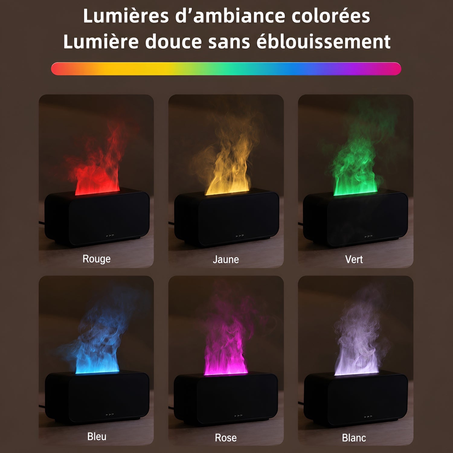 Diffuseur d’Huiles Essentielles à Effet Flamme – Humidificateur d’Air 3-en-1 - Aurélia CARE