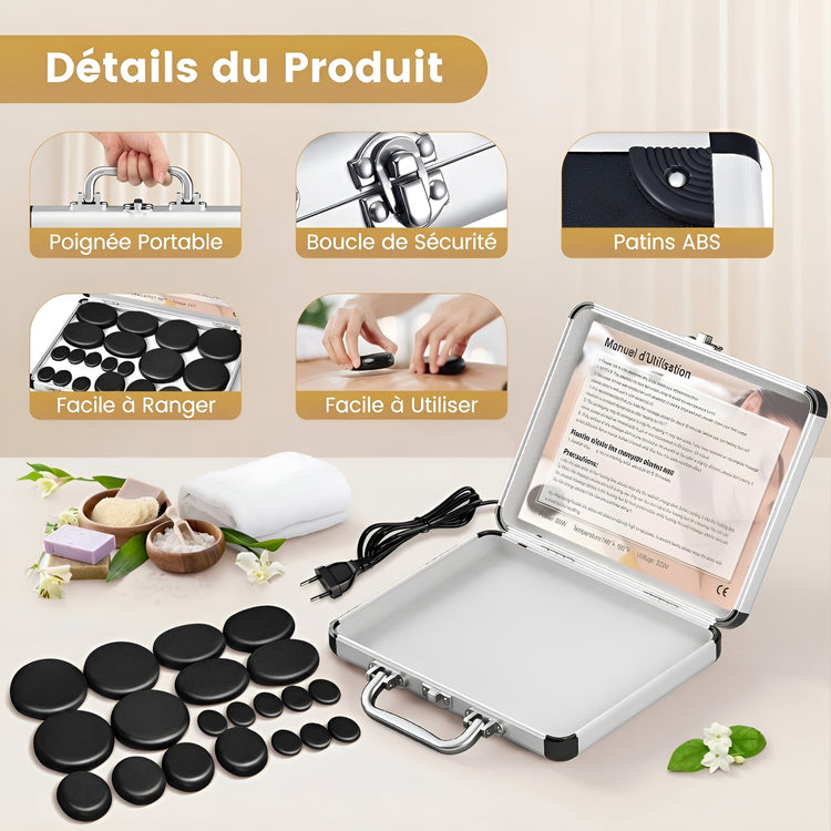 Pierres de Massage Chaudes – Kit Spa Complet - Aurélia CARE