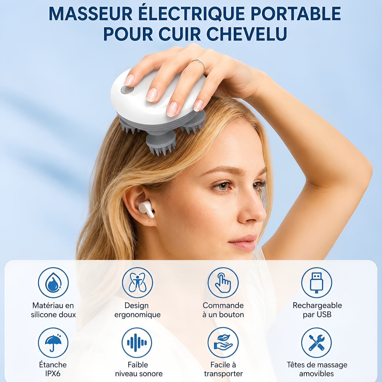 Masseur de Tête Électrique – Massage Cuir Chevelu 3D & Relaxation - Aurélia CARE