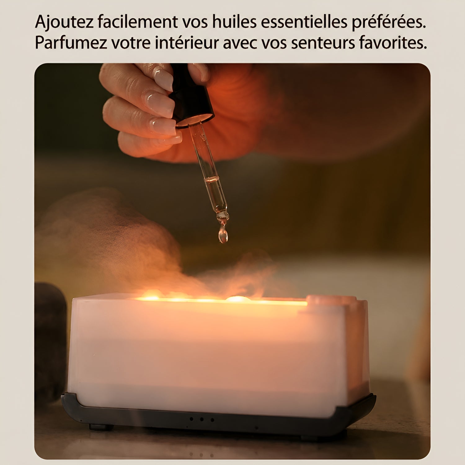 Diffuseur d’Huiles Essentielles à Effet Flamme – Humidificateur d’Air 3-en-1 - Aurélia CARE