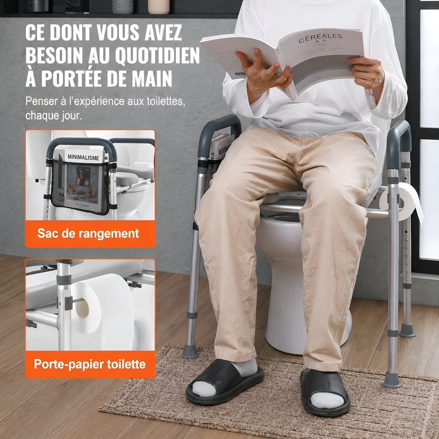 Cadre de Sécurité de Toilettes avec Réhausseur — Autonomie & Sécurité Renforcée - Aurélia CARE