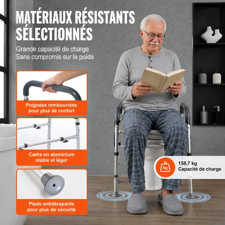 Cadre de Sécurité de Toilettes avec Réhausseur — Autonomie & Sécurité Renforcée - Aurélia CARE