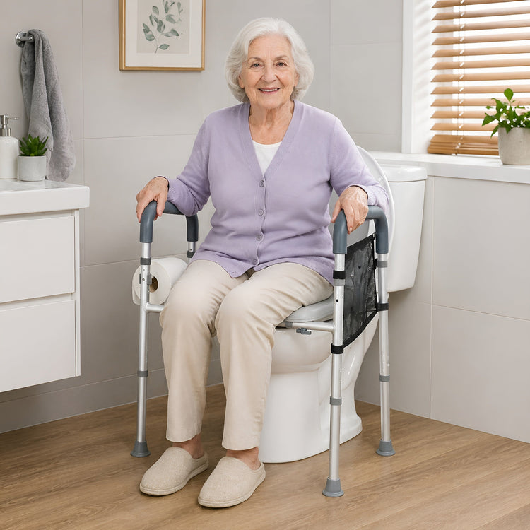 Cadre de Sécurité de Toilettes avec Réhausseur — Autonomie & Sécurité Renforcée - Aurélia CARE