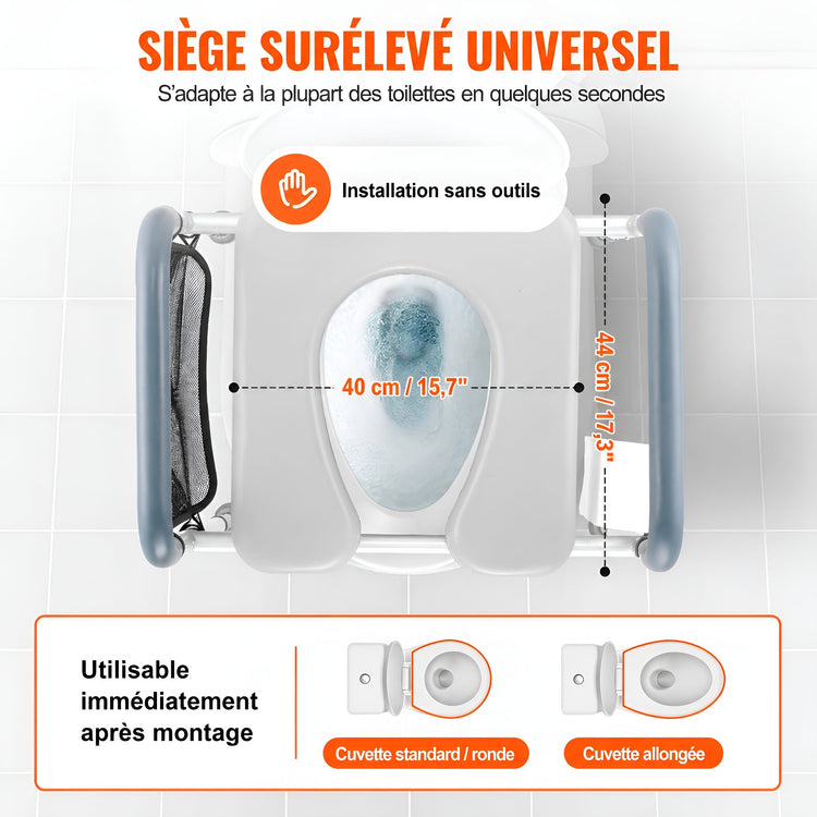 Cadre de Sécurité de Toilettes avec Réhausseur — Autonomie & Sécurité Renforcée - Aurélia CARE