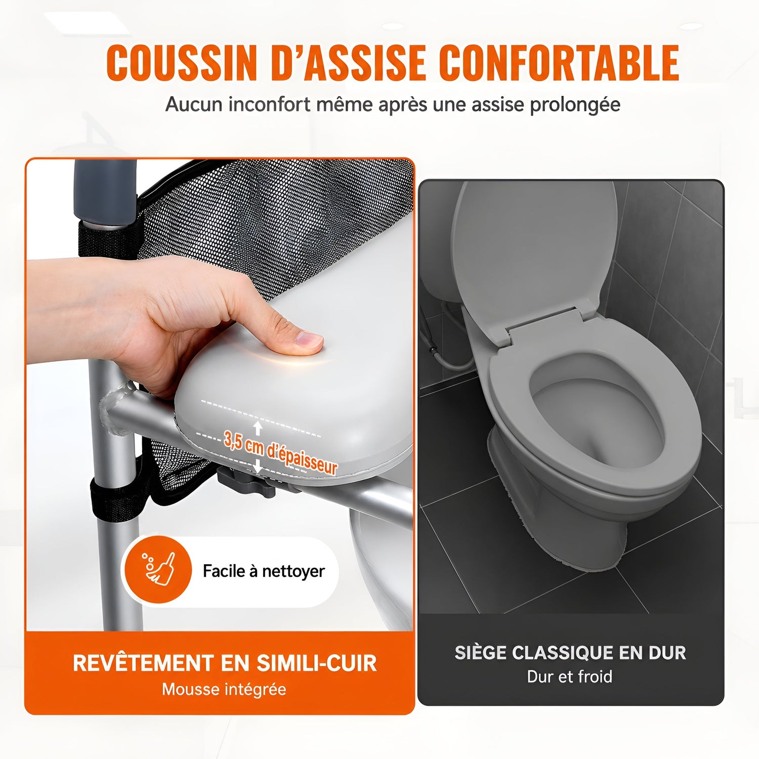 Cadre de Sécurité de Toilettes avec Réhausseur — Autonomie & Sécurité Renforcée - Aurélia CARE