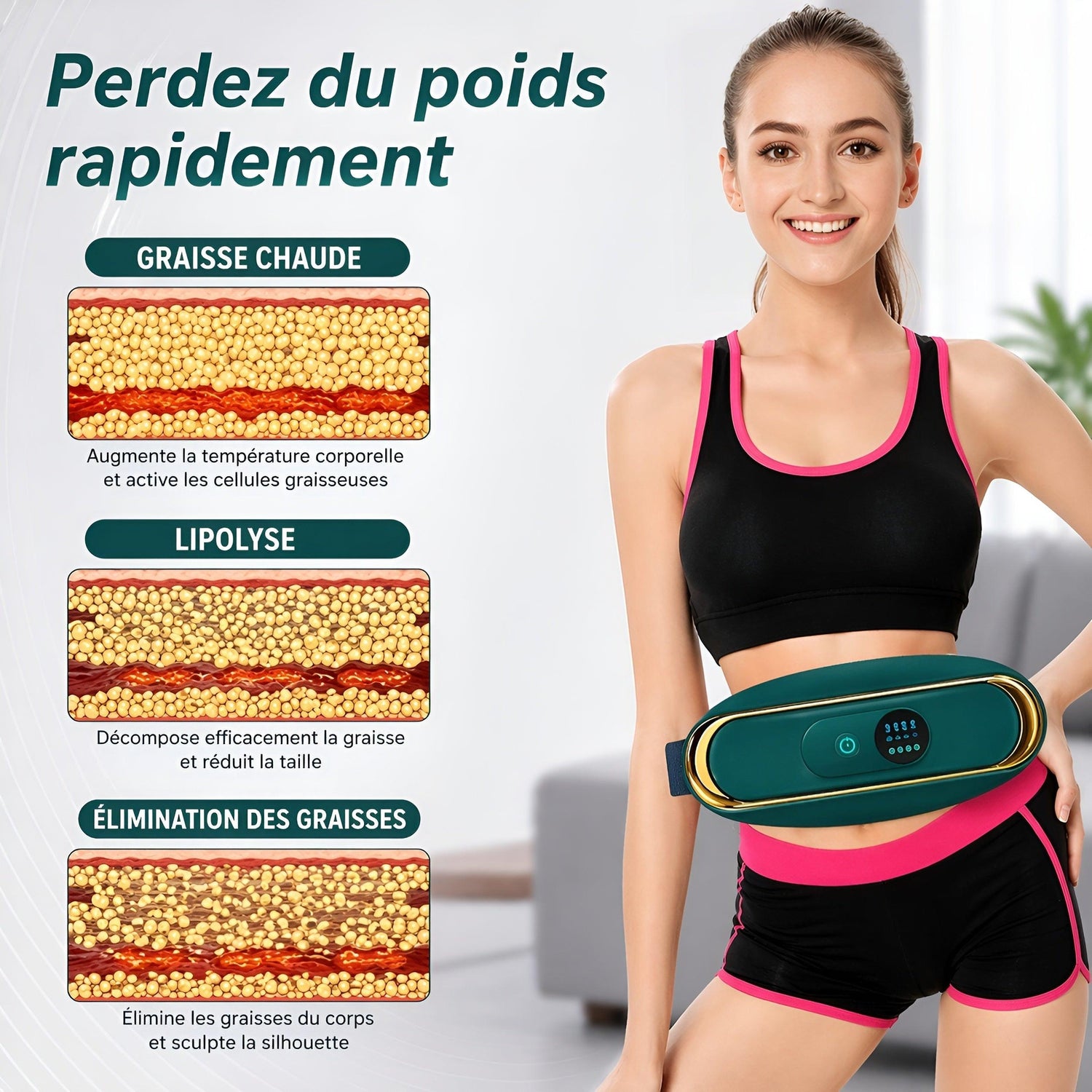 Ceinture EMS Tonifiante & Anticellulite — Technologie d&
