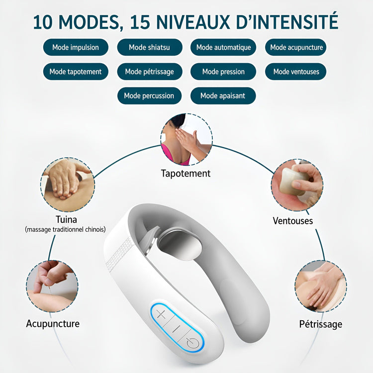 Collier Cervical Intelligent — Électrostimulation EMS & Thermothérapie - Aurélia CARE