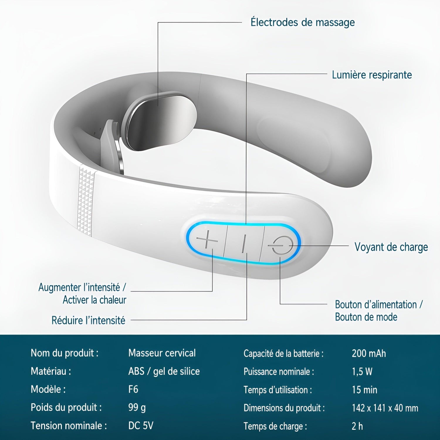 Collier Cervical Intelligent — Électrostimulation EMS & Thermothérapie - Aurélia CARE