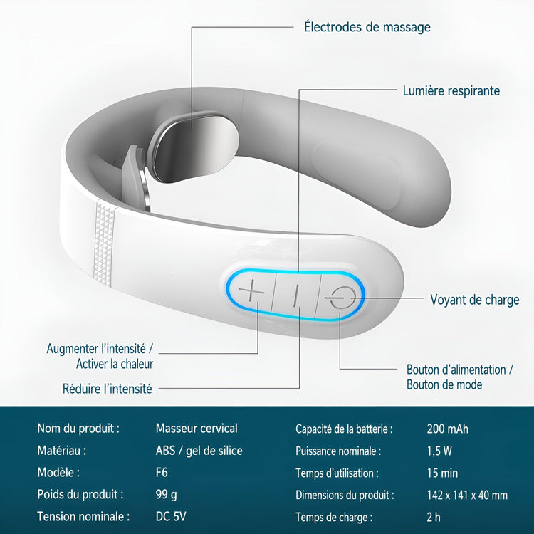 Collier Cervical Intelligent — Électrostimulation EMS & Thermothérapie - Aurélia CARE
