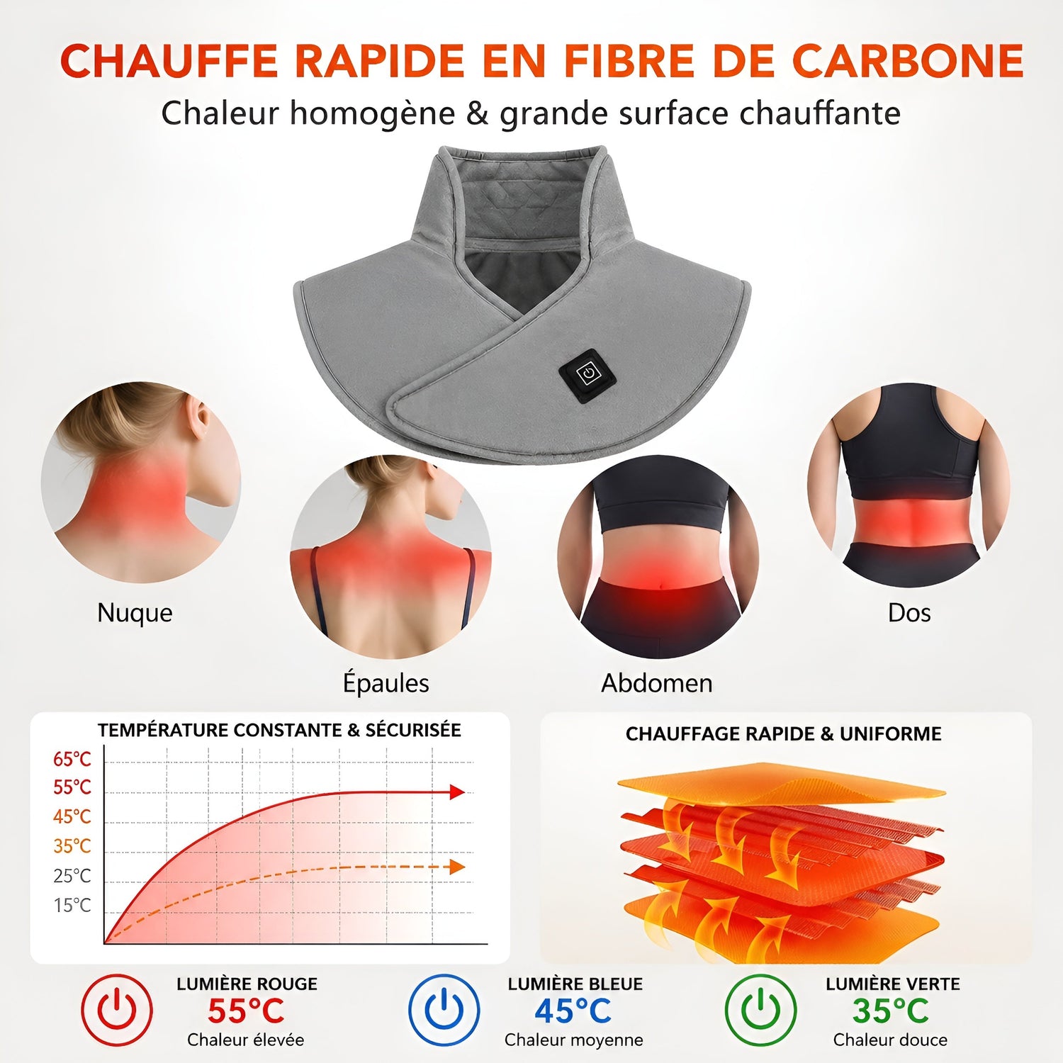 Écharpe Chauffante Ergonomique — Soulagement Nuque & Épaules - Aurélia CARE