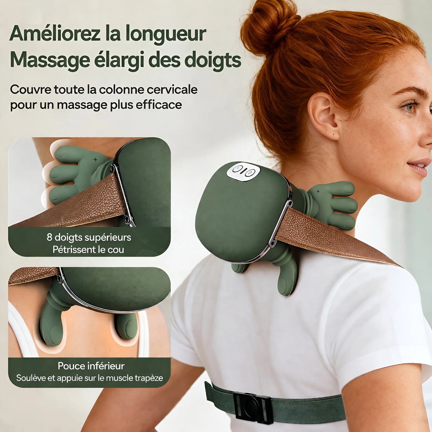 Masseur Chauffant Cervicales — Technologie Shiatsu et Thermothérapie Anti - Douleur - Aurélia CARE