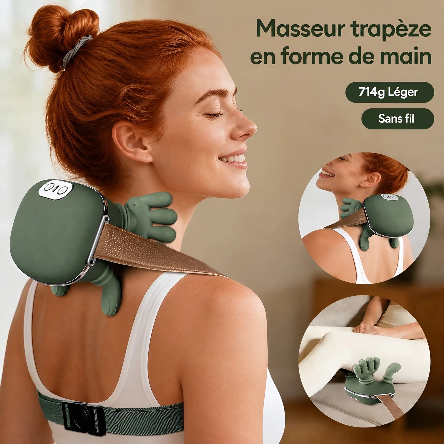 Masseur Chauffant Cervicales — Technologie Shiatsu et Thermothérapie Anti - Douleur - Aurélia CARE