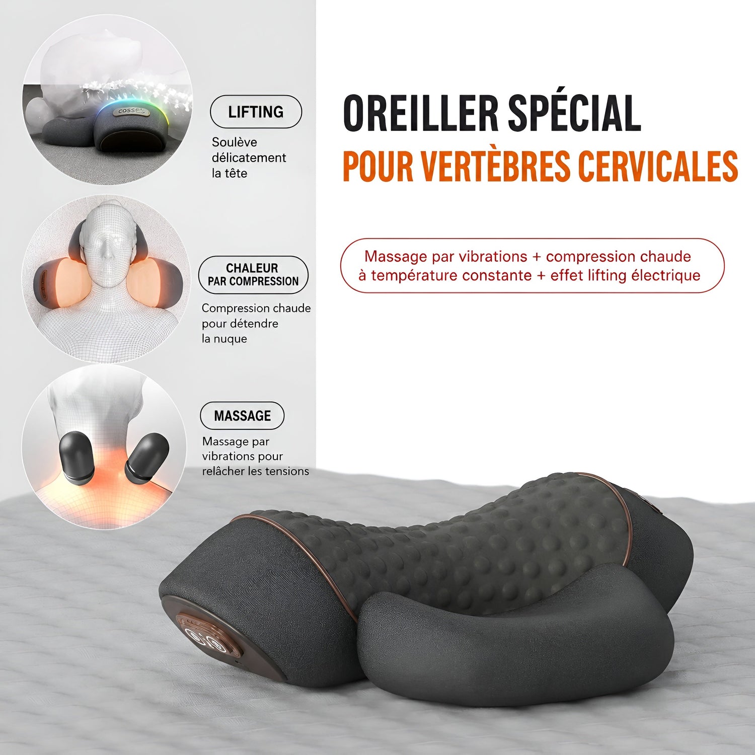 Masseur Électrique Cou – Chaleur Vibration Compression Traction - Aurélia CARE