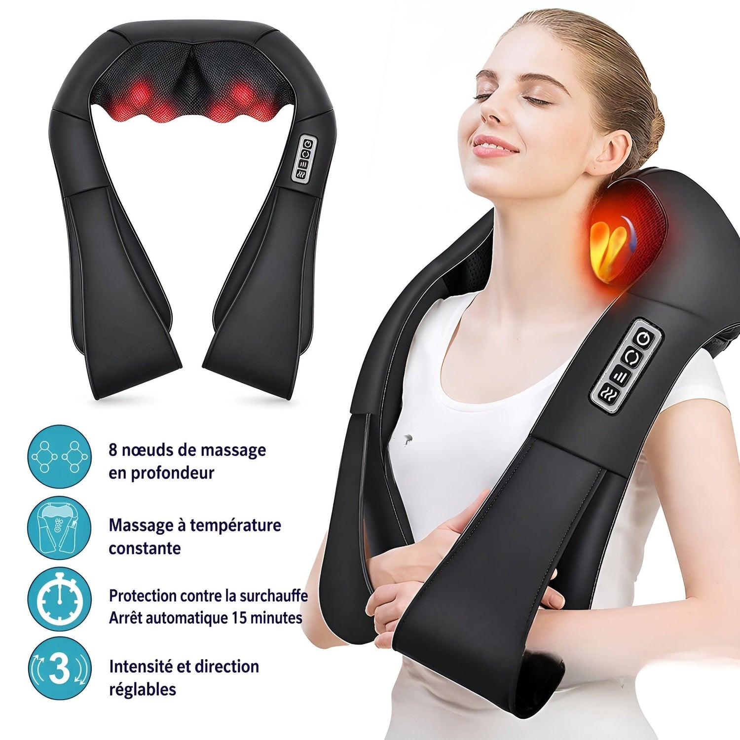 Masseur Shiatsu Épaules & Nuque — Chaleur Infrarouge et Pétrissage Profond - Aurélia CARE