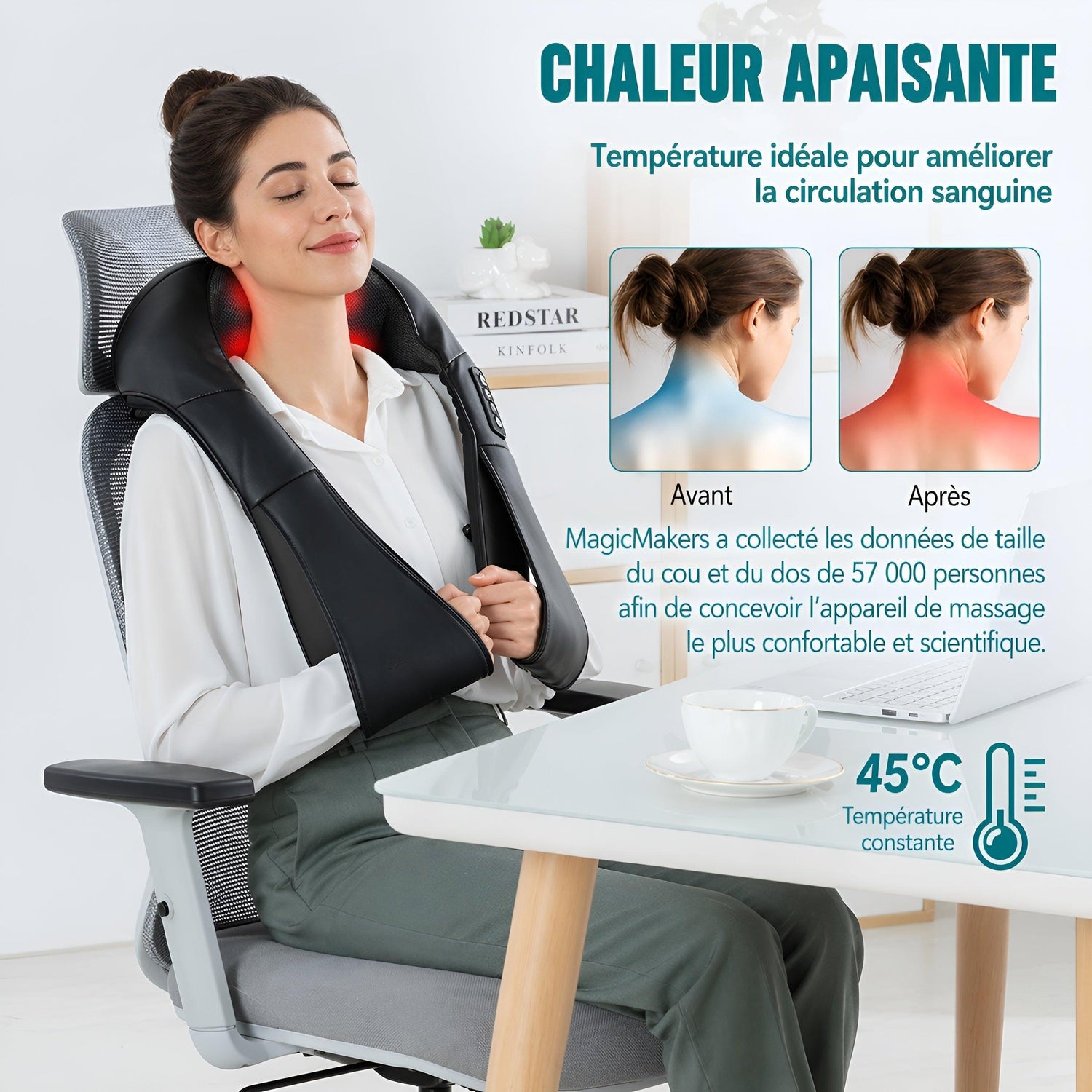 Masseur Shiatsu Épaules & Nuque — Chaleur Infrarouge et Pétrissage Profond - Aurélia CARE