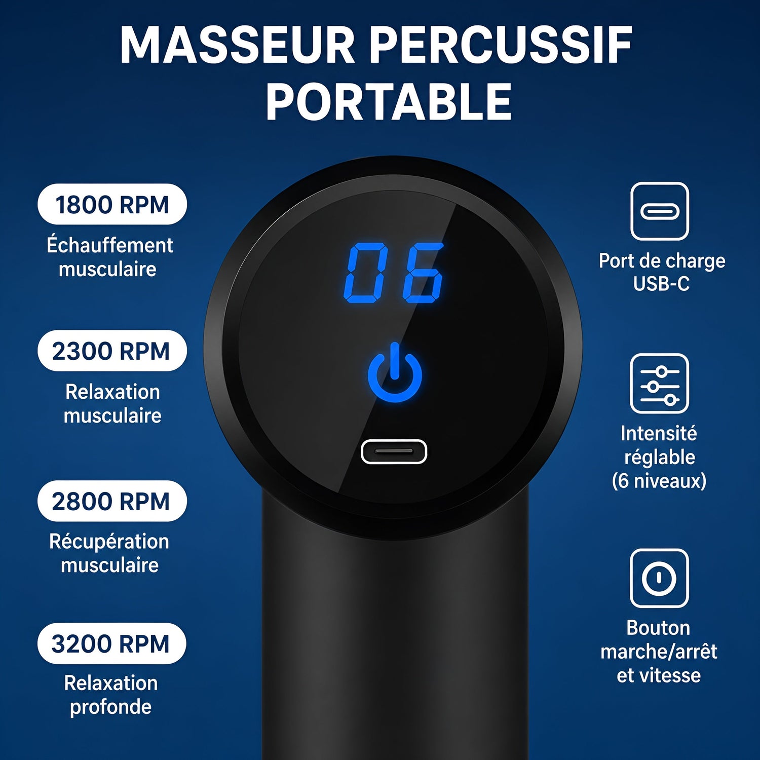 Pistolet de Massage Musculaire — Récupération & Soulagement Profond - Aurélia CARE