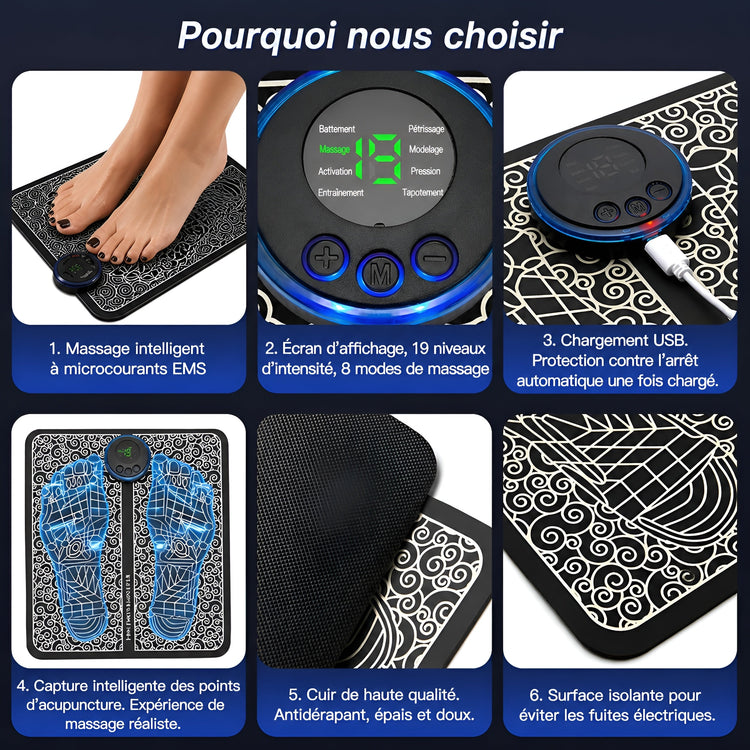 Tapis de Massage EMS pour Pieds — Vitalité & Légèreté Instantanée - Aurélia CARE